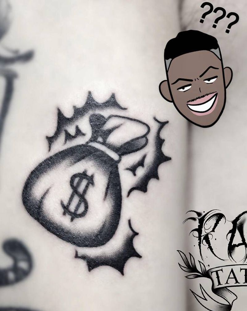 old school钱袋纹身图片_手臂Old School钱袋纹身图案