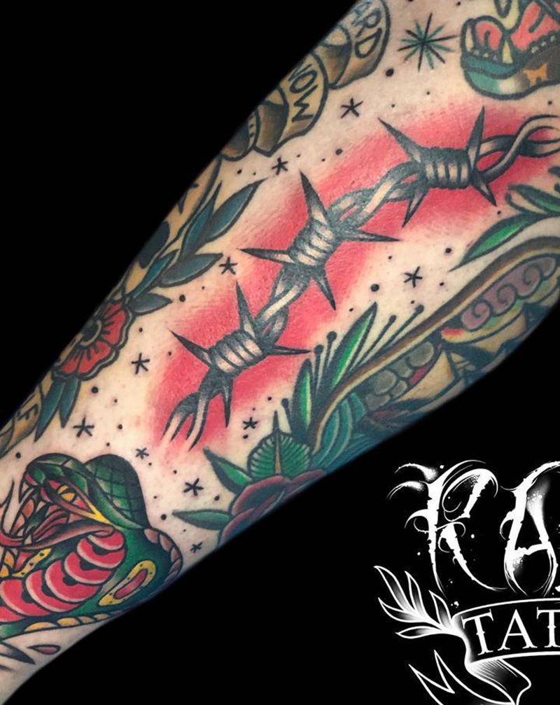 old school美式包小腿纹身图片_腿部Old School包小腿纹身图案