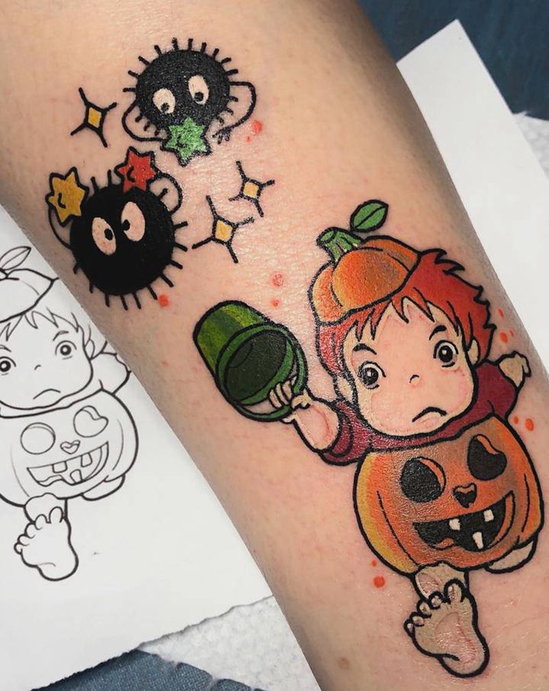 波妞纹身图片_脚部腿部New School纹身图案