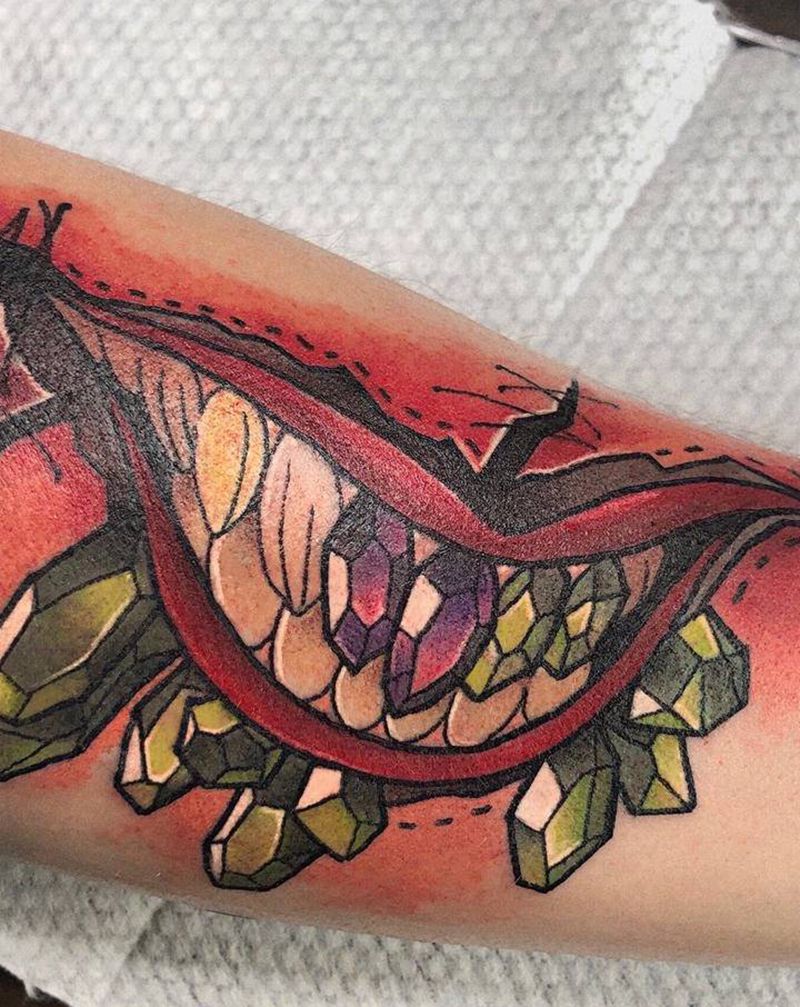 邪恶的嘴纹身图片_手臂手部纹身图案