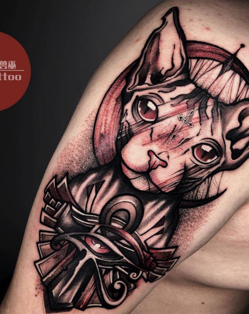 喵纹身图片_手臂纹身图案