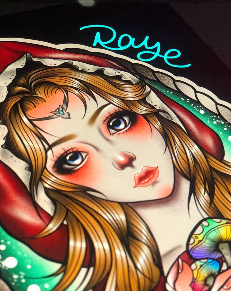 小红帽纹身图片_New School原创小红帽童话纹身图案