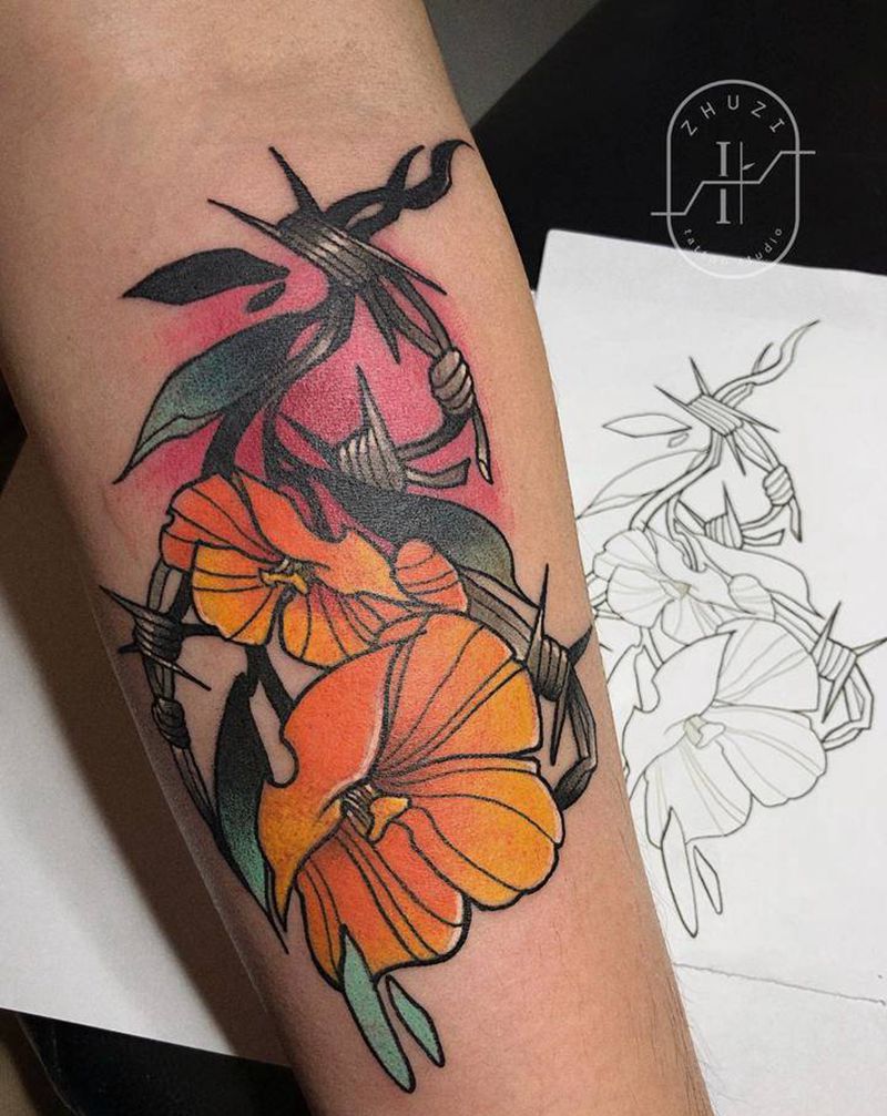 菊花纹身图片_手部手臂New School纹身图案