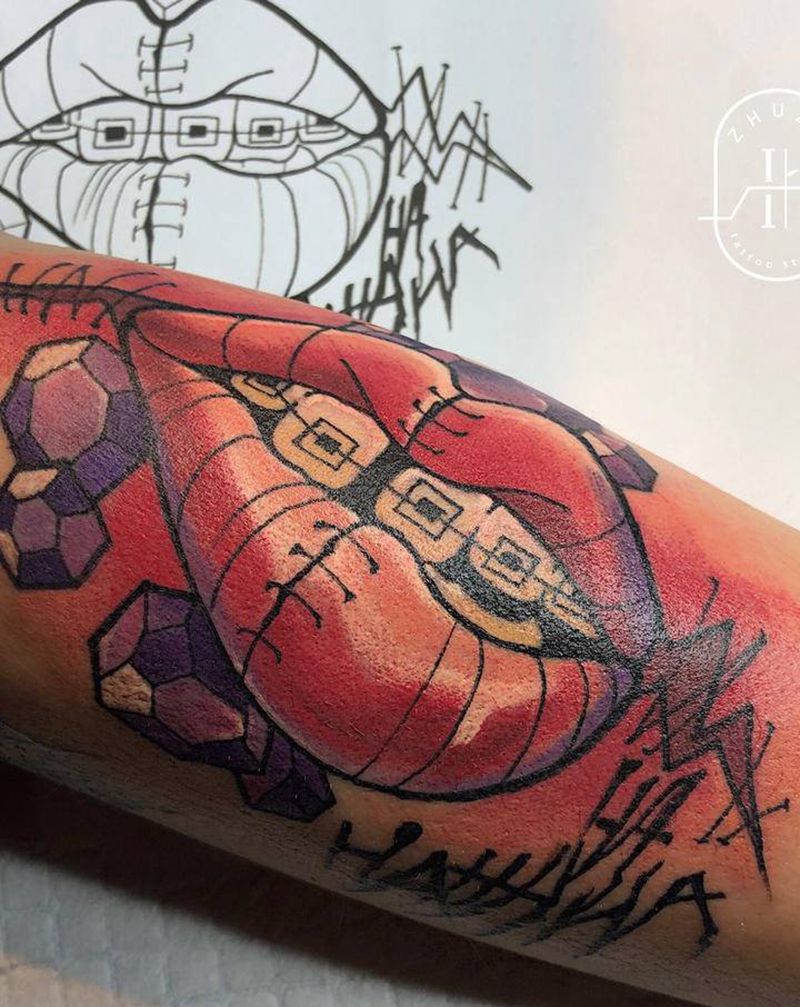 嘴纹身图片_手臂手部New School纹身图案