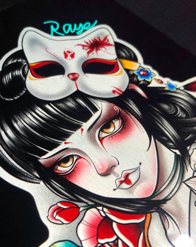 原创稿【艺妓 Geisha】纹身图片_New School艺妓原创纹身图案