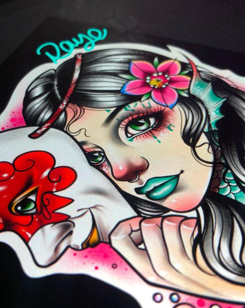 小美人鱼纹身图片_New School美人鱼纹身图案