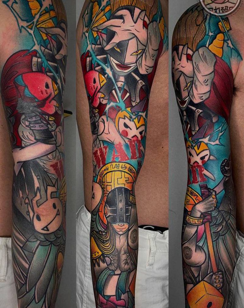 花臂-数码宝贝纹身图片_手臂New School动漫纹身图案