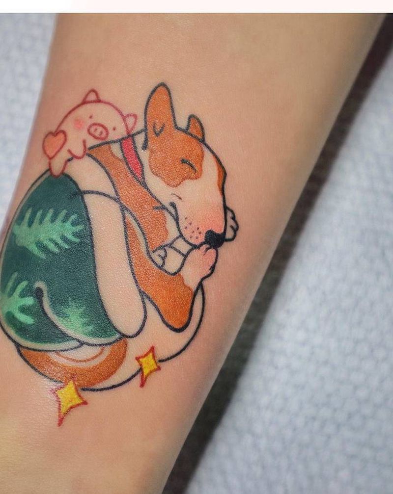 客人家的宠物纹身图片_手臂卡通纹身图案