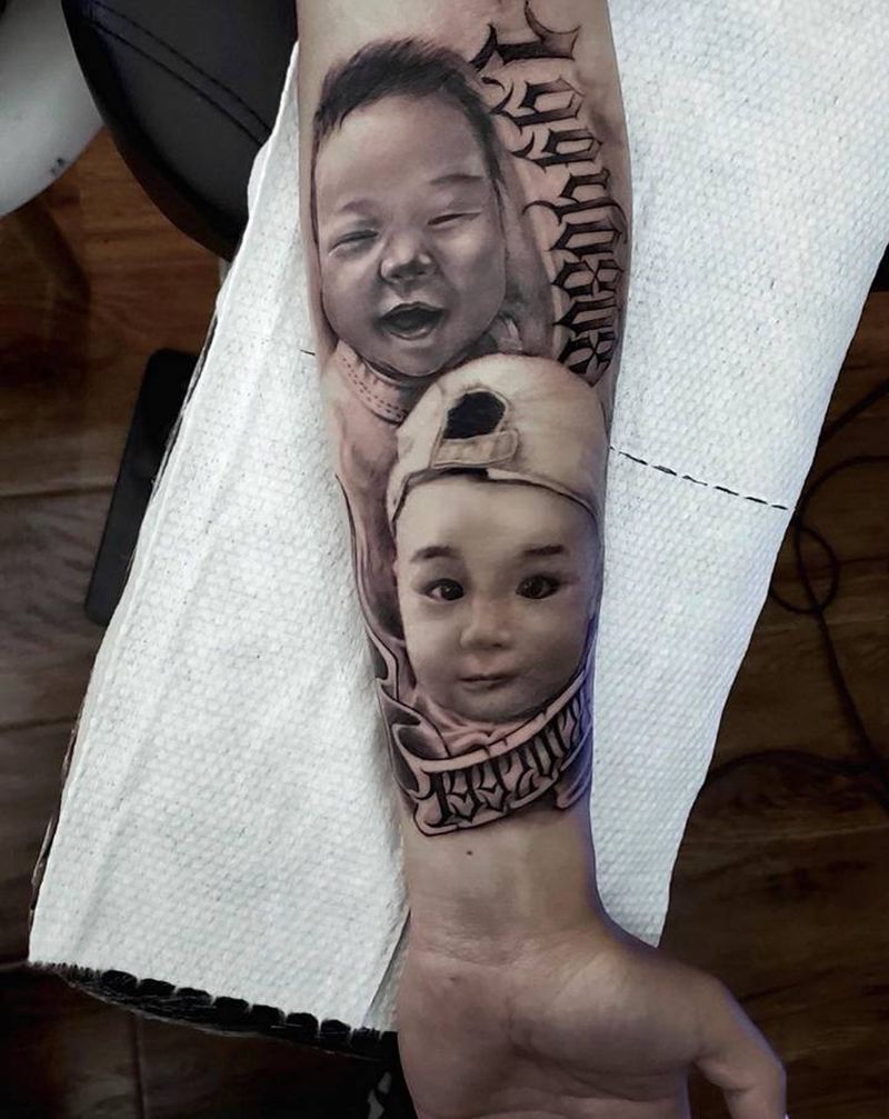 人像写实纹身图片_手臂写实纹身图案