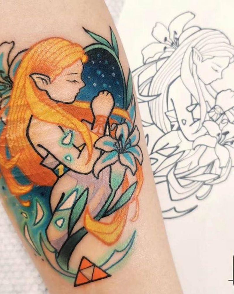 一对情侣都喜欢的一款游戏纹身图片_手臂New School纹身图案