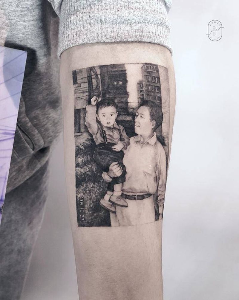 微雕照片写实纹身图片_手臂欧美写实纹身图案