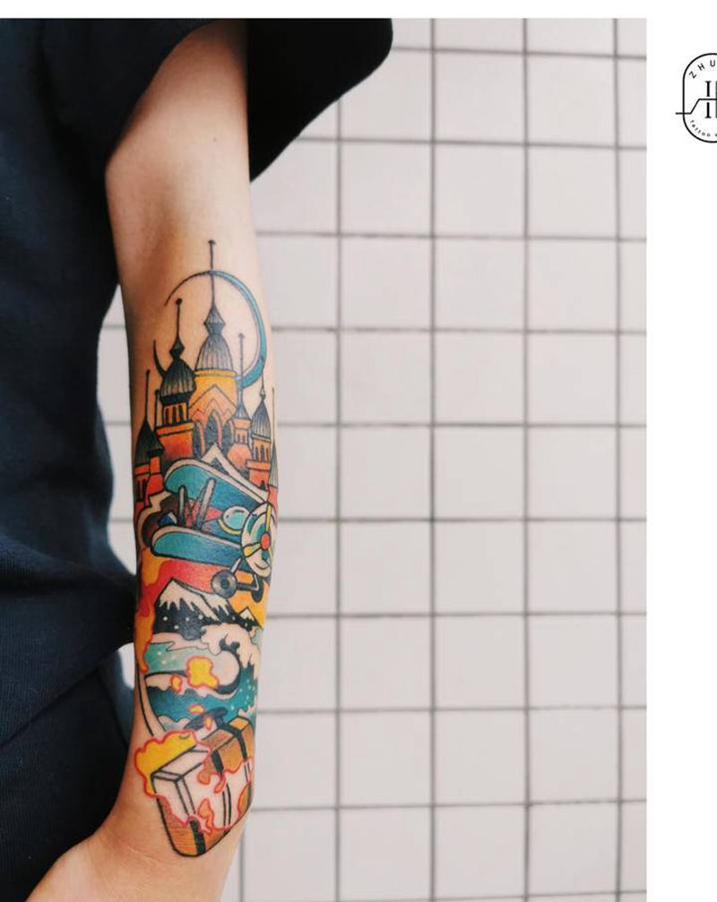 环游世界纹身图片_手臂手部New SchoolOld School纹身图案