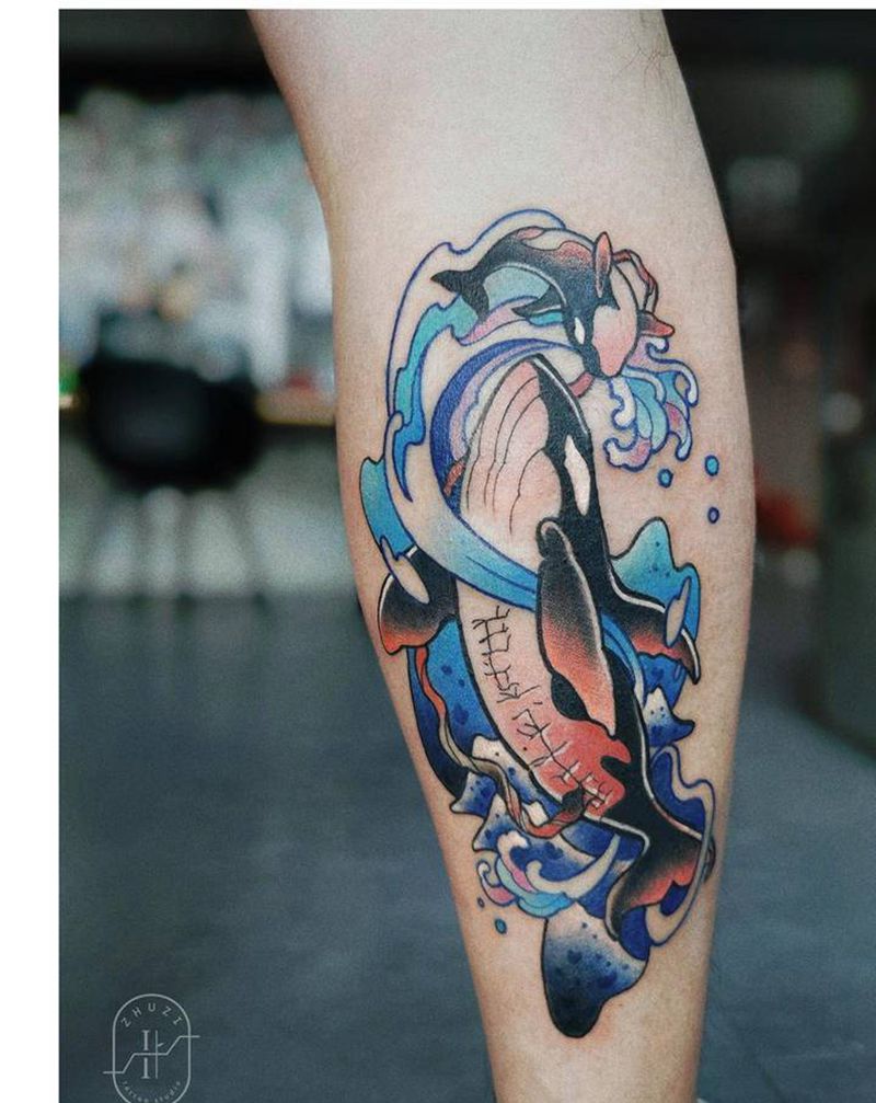 致敬母亲纹身图片_腿部脚部New School纹身图案