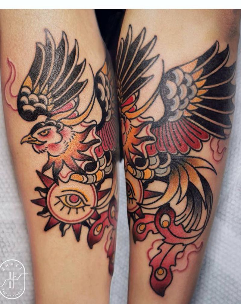 凤凰纹身图片_手臂手部Old School纹身图案