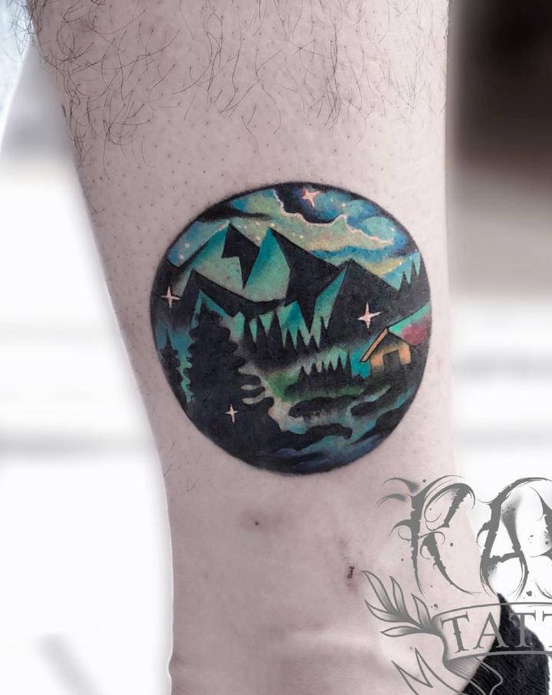 遮盖纹身图片_腿部New School纹身图案