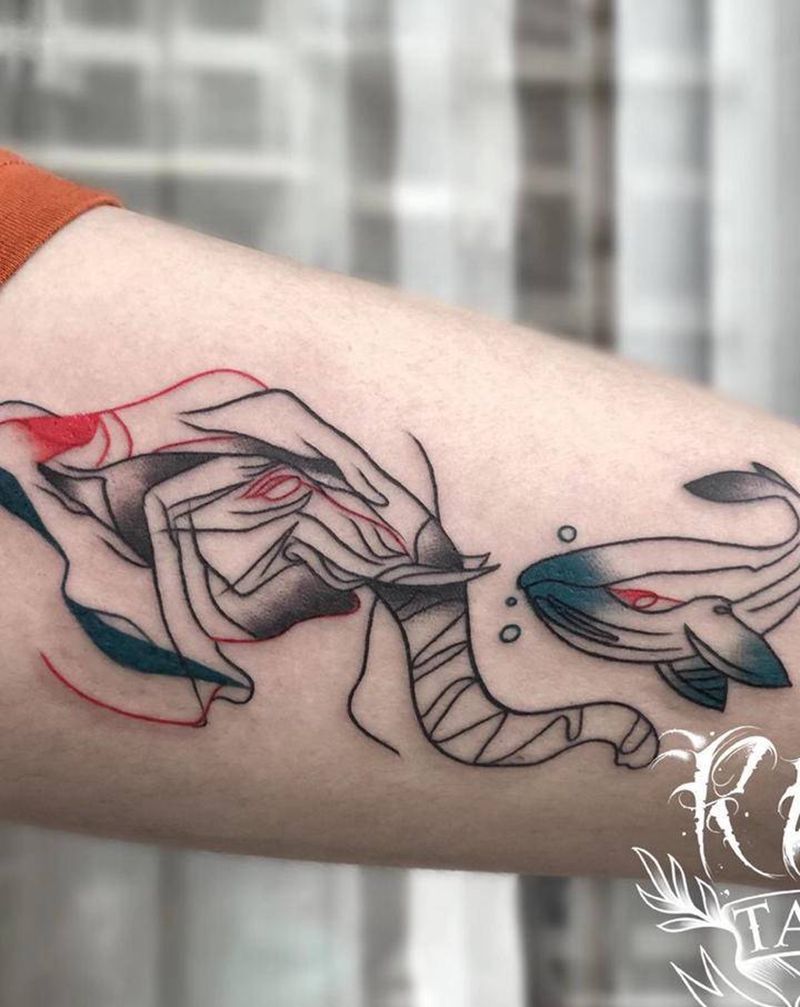 与你相遇纹身图片_手臂线条纹身图案