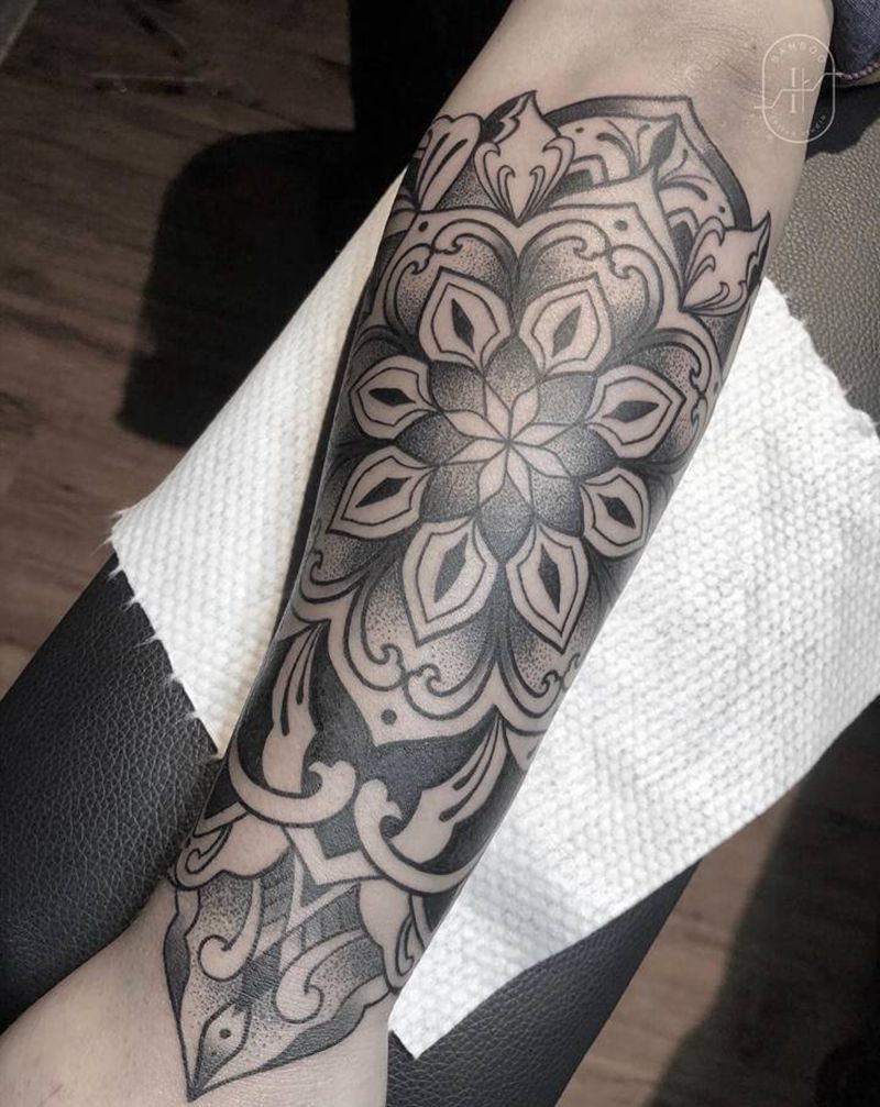 梵花纹身图片_手臂手部图腾梵花纹身图案