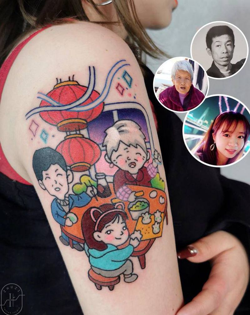 团年纹身图片_手部手臂新传统纹身图案