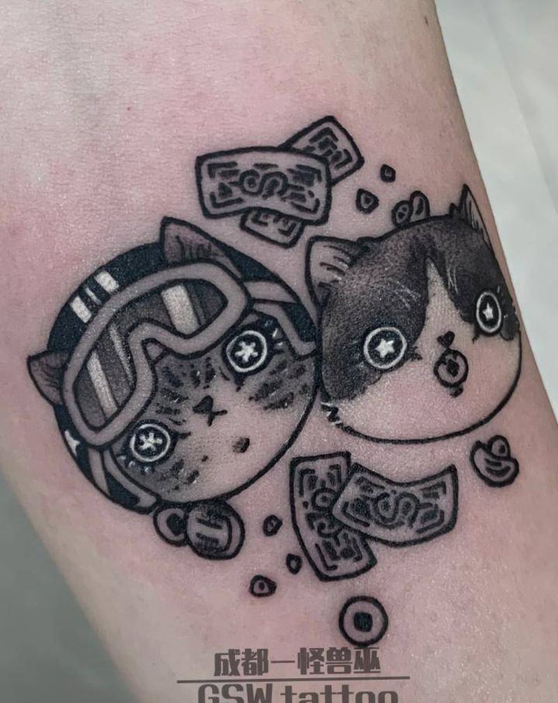 喵星人纹身图片_手臂宠物纹身图案