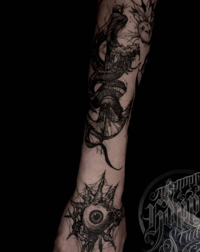 暗黑恢复后纹身图片_手臂纹身图案