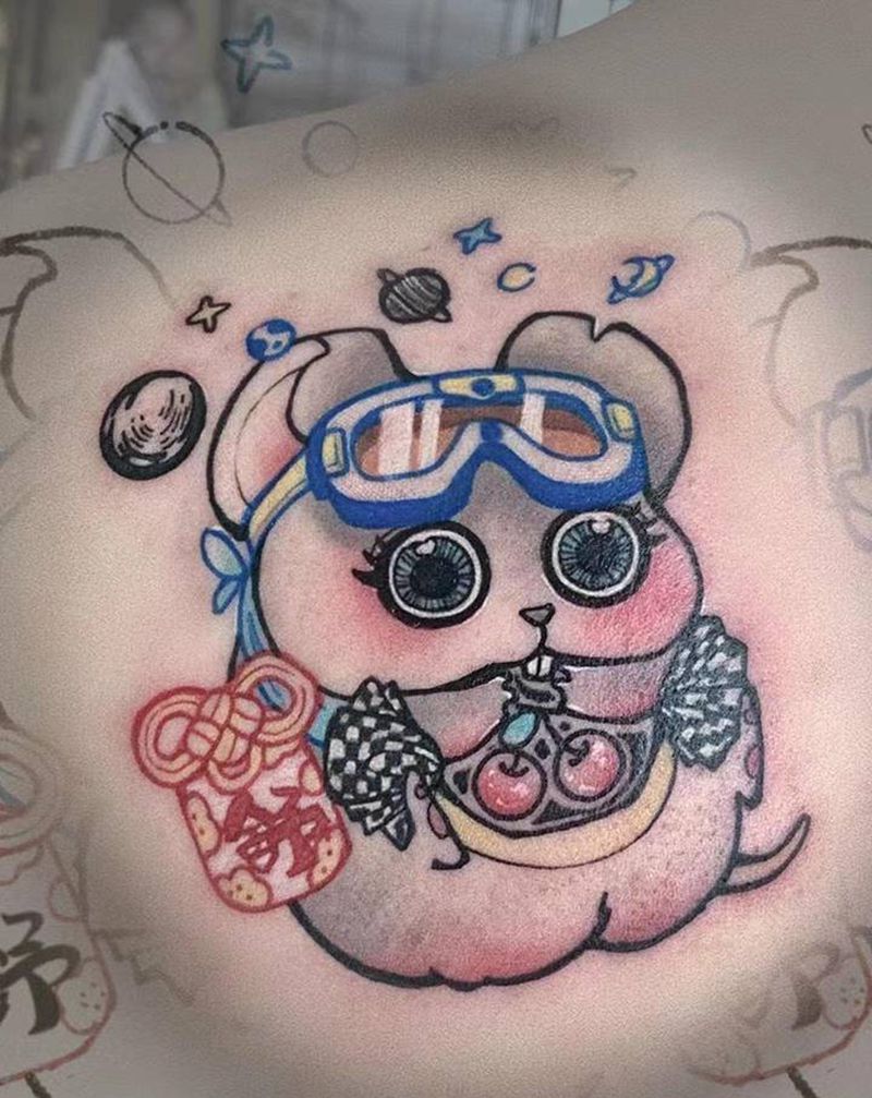 快乐鼠纹身图片_New School纹身图案