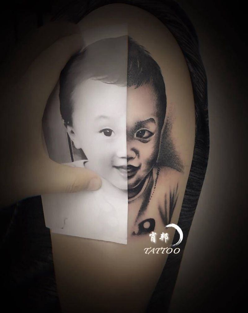 肖像作品纹身图片_手臂欧美写实肖像纹身图案