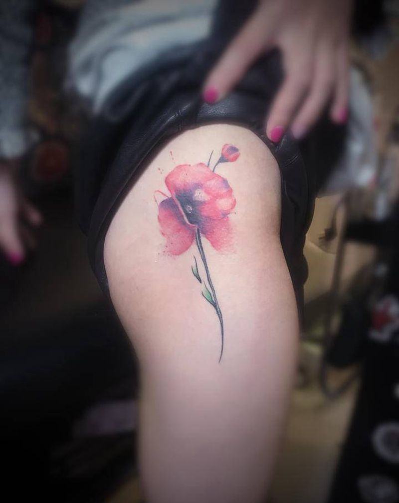 花纹身图片_腿部纹身图案