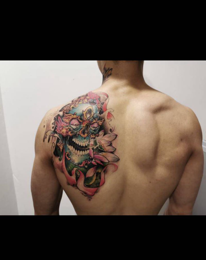 嘎巴拉纹身图片_新传统纹身图案