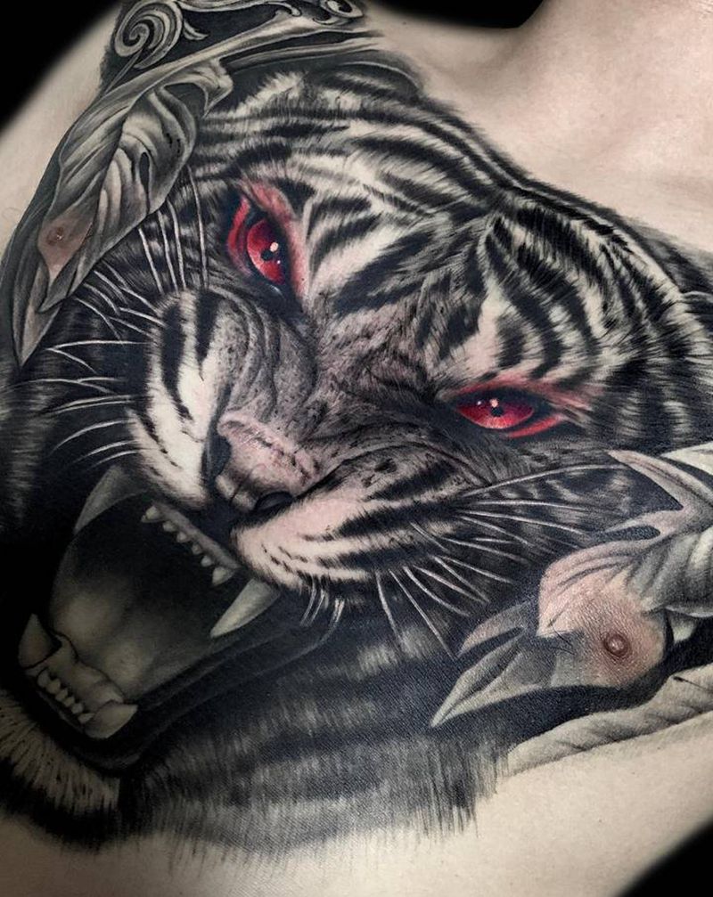 T-one纹身图片_胸部欧美写实纹身图案