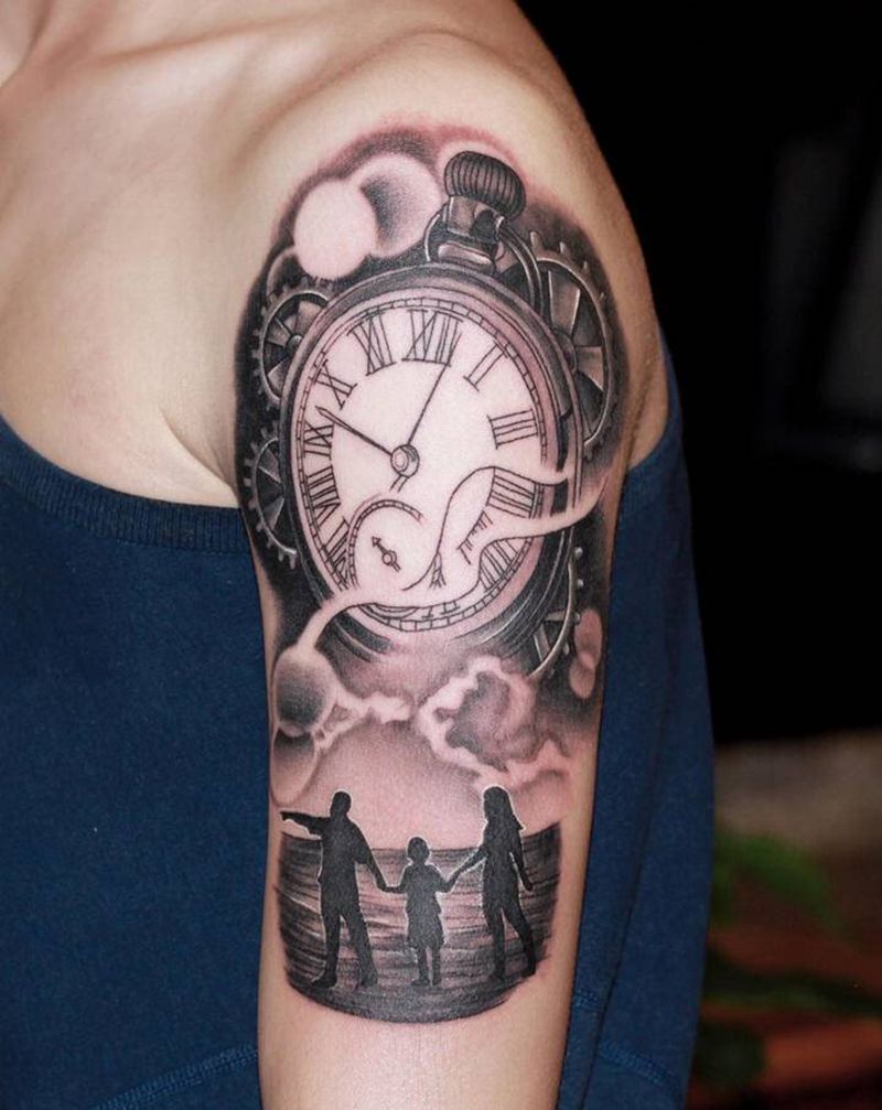 快乐时光纹身图片_手臂欧美写实纹身图案