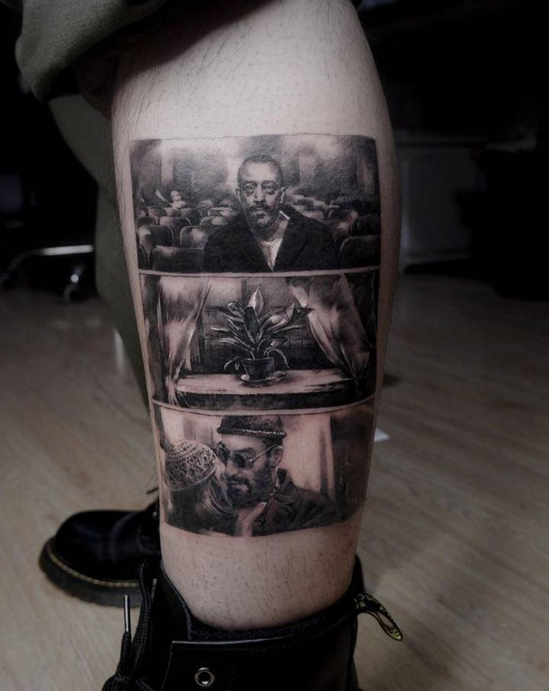 这个杀手不太冷纹身图片_脚部腿部点刺欧美写实电影欧美海报纹身图案