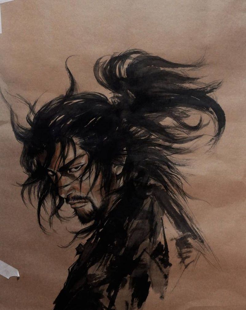 浪客行纹身图片_手臂腿部新传统水墨纹身图案