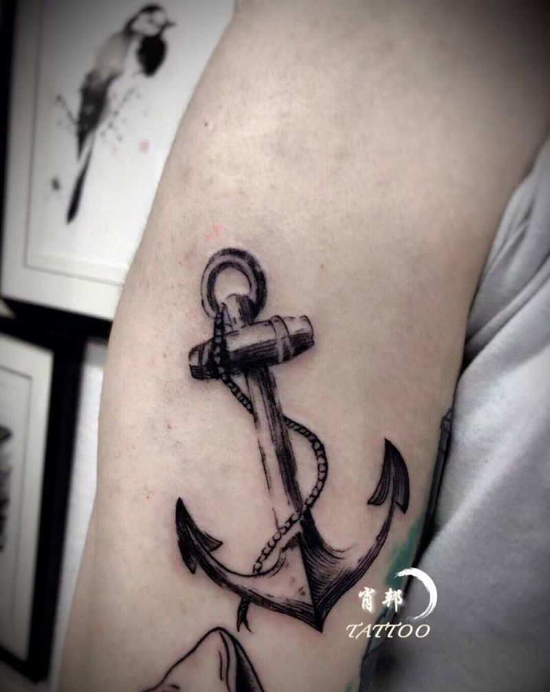 船锚纹身图片_手臂纹身图案