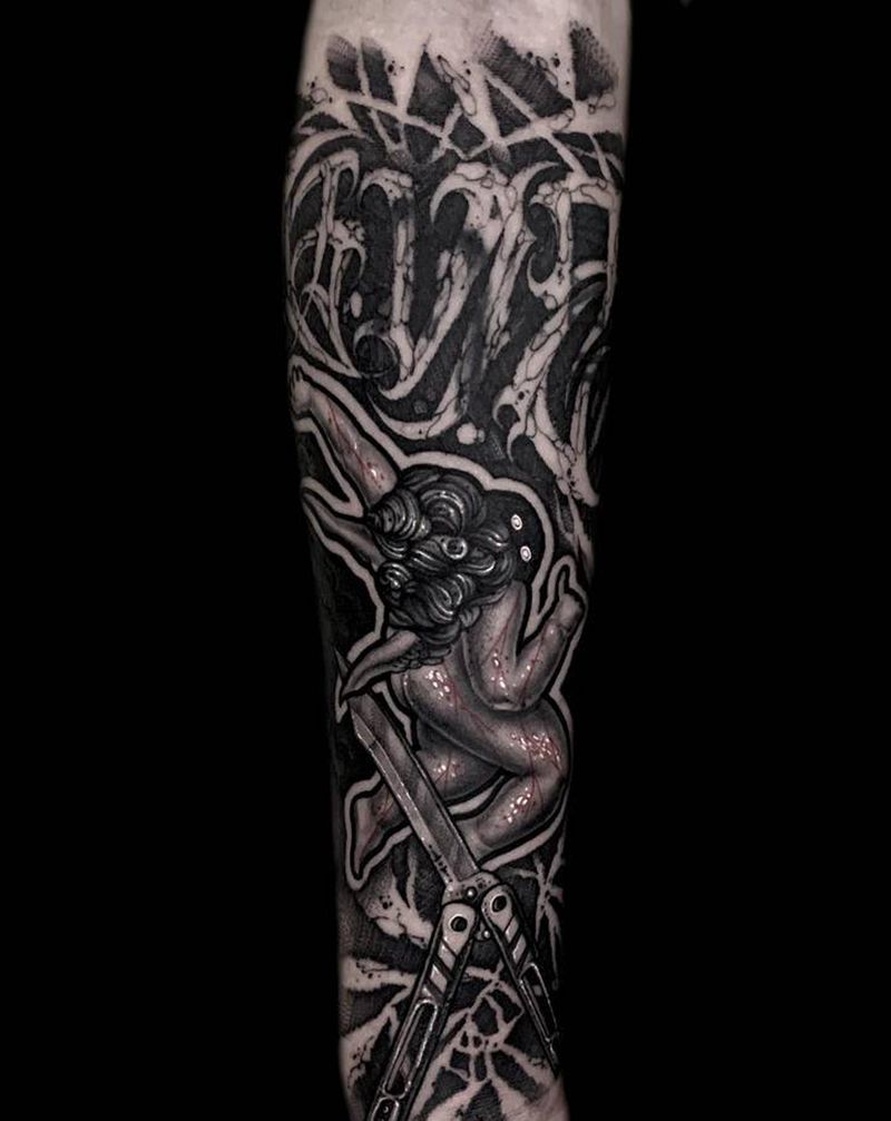 T/one纹身图片_手臂欧美写实暗黑纹身图案