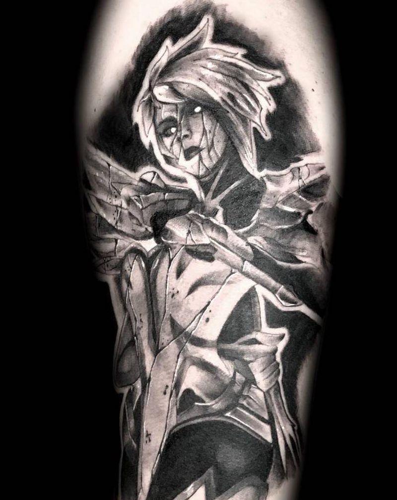 英雄联盟剑姬纹身图片_手臂欧美写实菲奥娜剑姬英雄联盟纹身图案