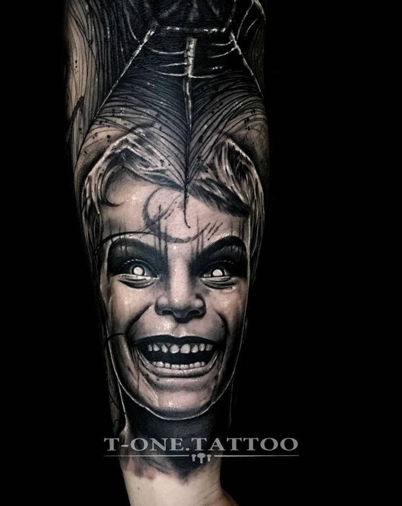 T-one纹身图片_手臂腿部欧美写实暗黑原创纹身图案