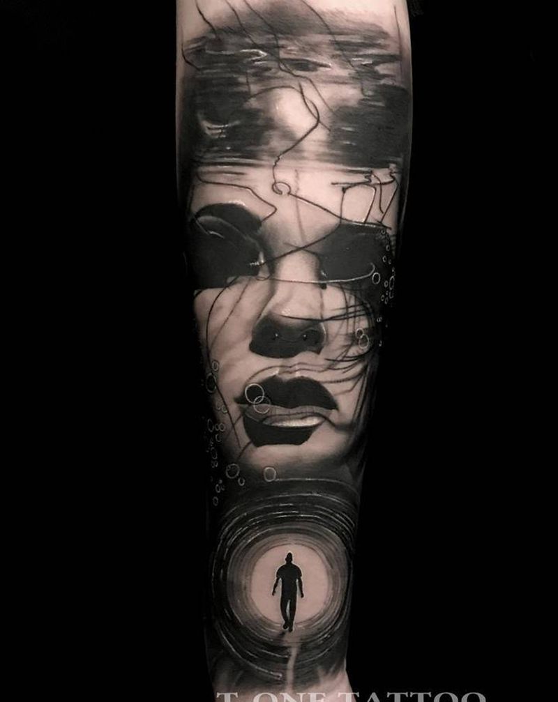 T-one纹身图片_手臂腿部欧美写实暗黑原创纹身图案