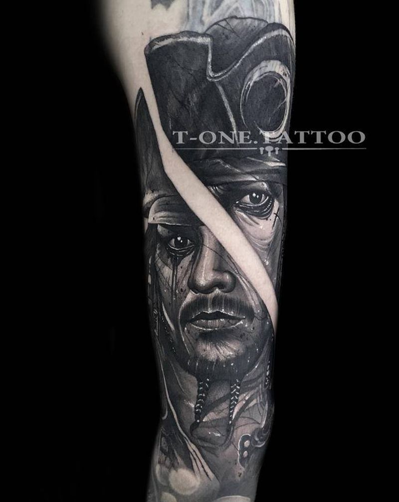 T-one纹身图片_手臂腿部欧美写实暗黑原创纹身图案