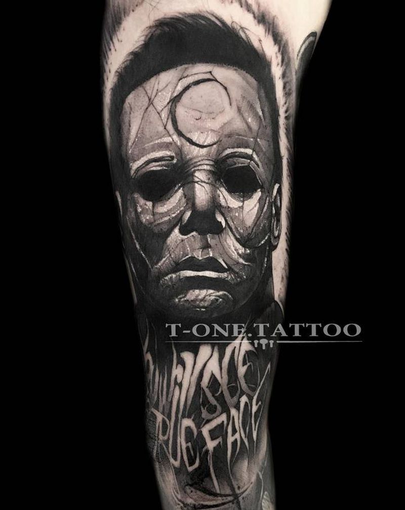 T-one纹身图片_手臂腿部欧美写实暗黑原创纹身图案