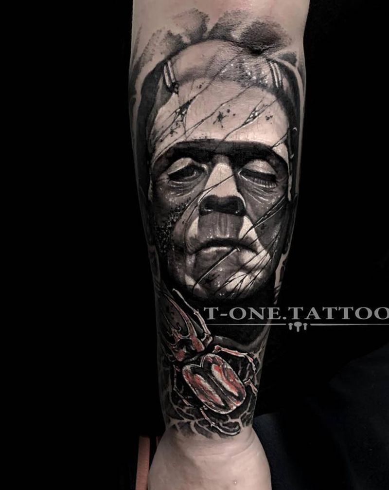T-one纹身图片_手臂腿部欧美写实暗黑原创纹身图案