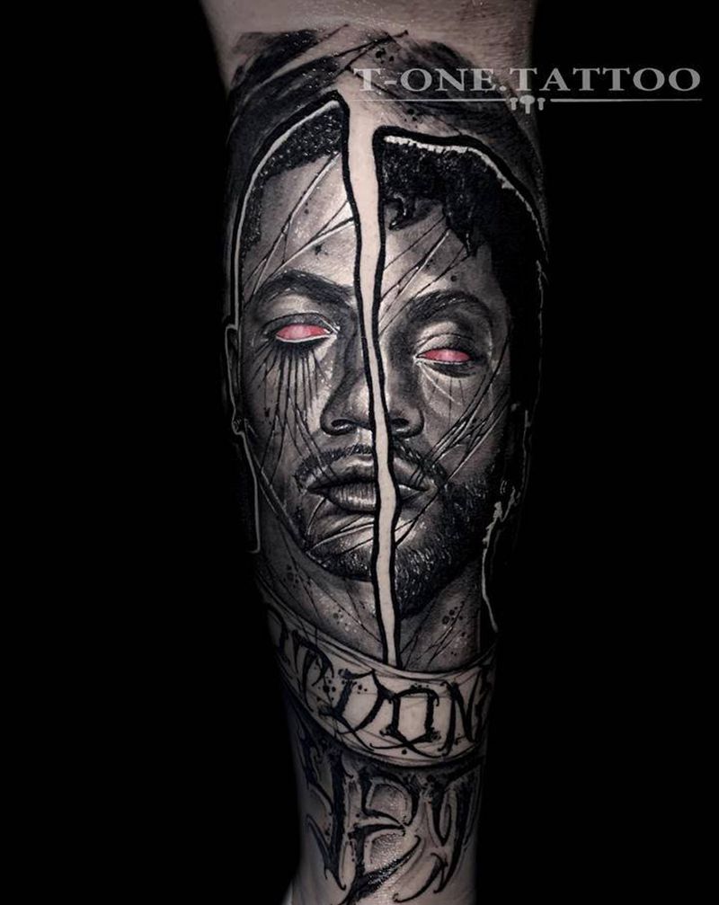 T-one纹身图片_手臂腿部欧美写实暗黑原创纹身图案