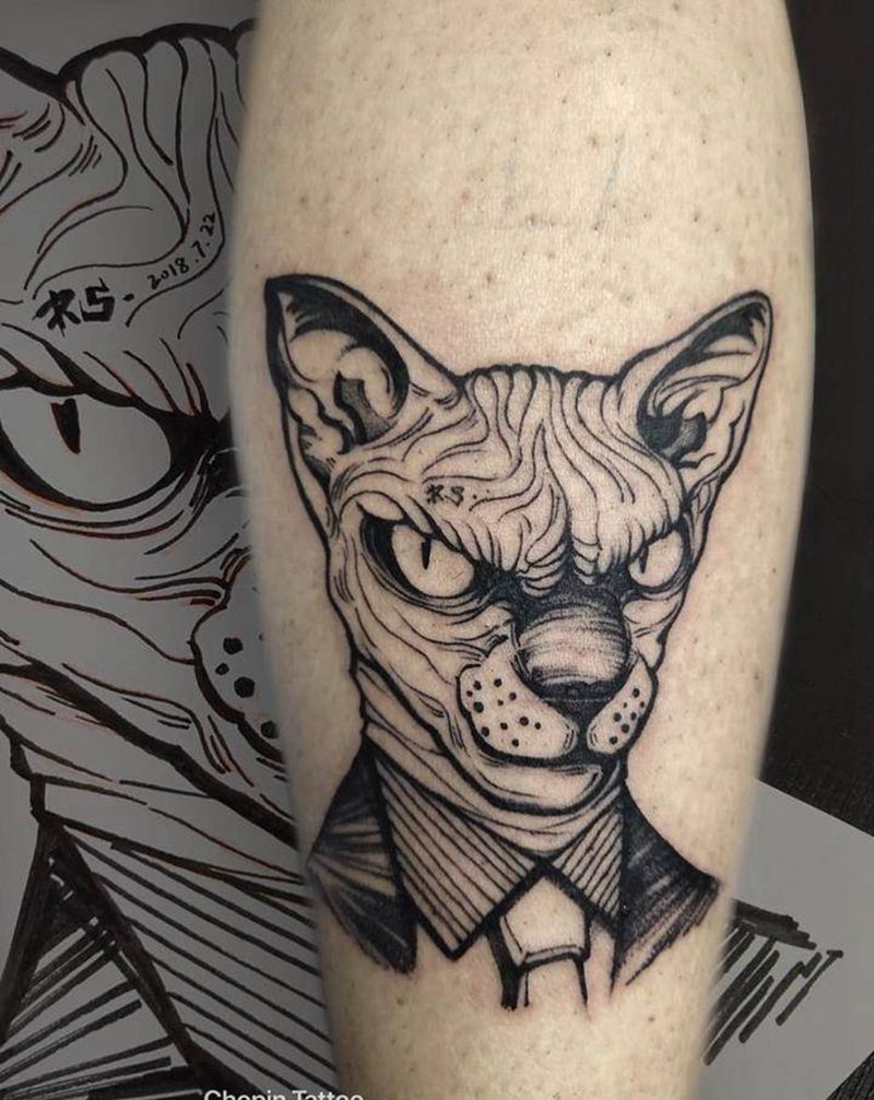 原创无毛猫纹身图片_手臂原创纹身图案