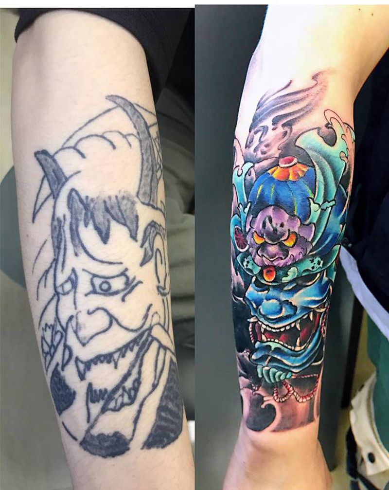 般若遮盖纹身图片_手臂纹身图案