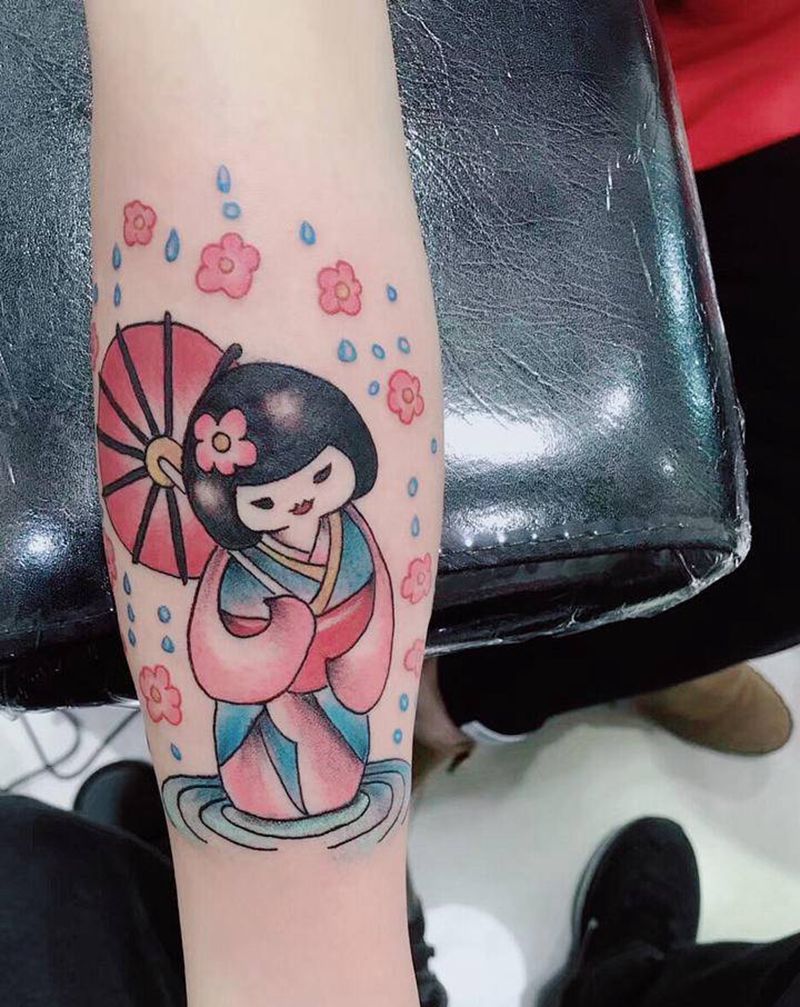 日式歌姬纹身图片_手臂纹身图案