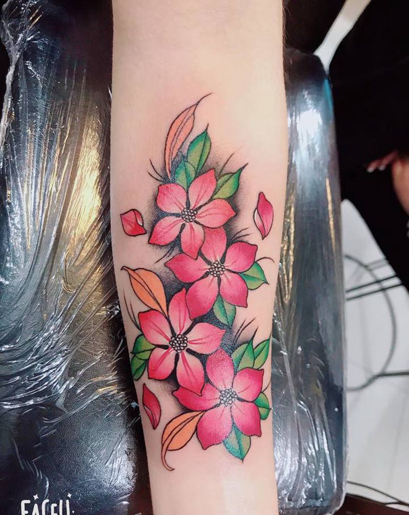 花系列纹身图片_手臂肩部小清新纹身图案