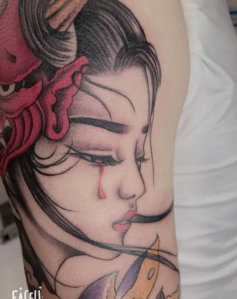 艺妓纹身图片_手臂传统纹身图案