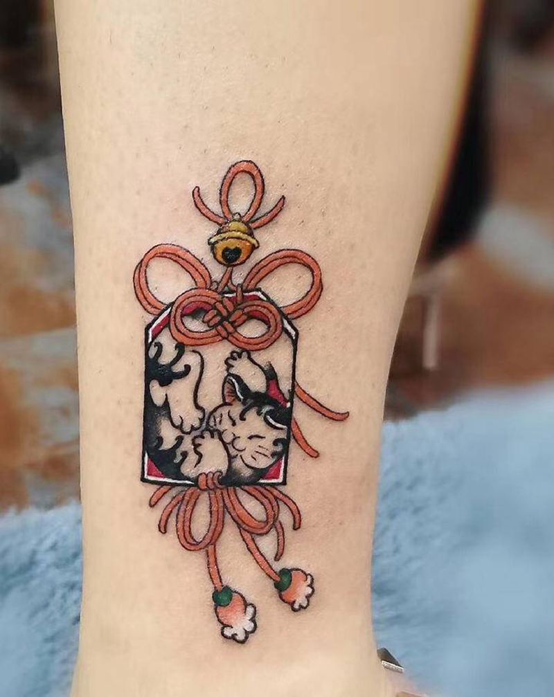 福袋  −招财猫纹身图片_腿部纹身图案