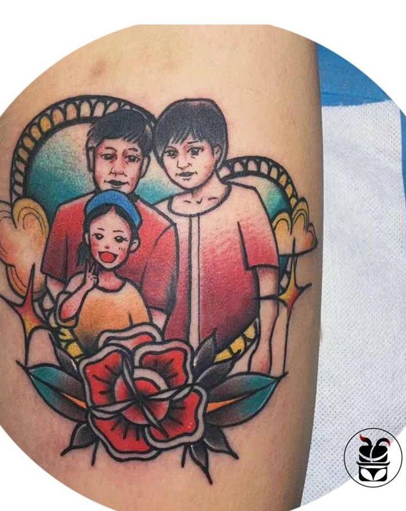 照片纹身纹身图片_腿部卡通风格纹身图案