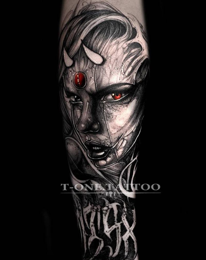 T-one.tattoo纹身图片_手臂欧美写实暗黑原創纹身图案