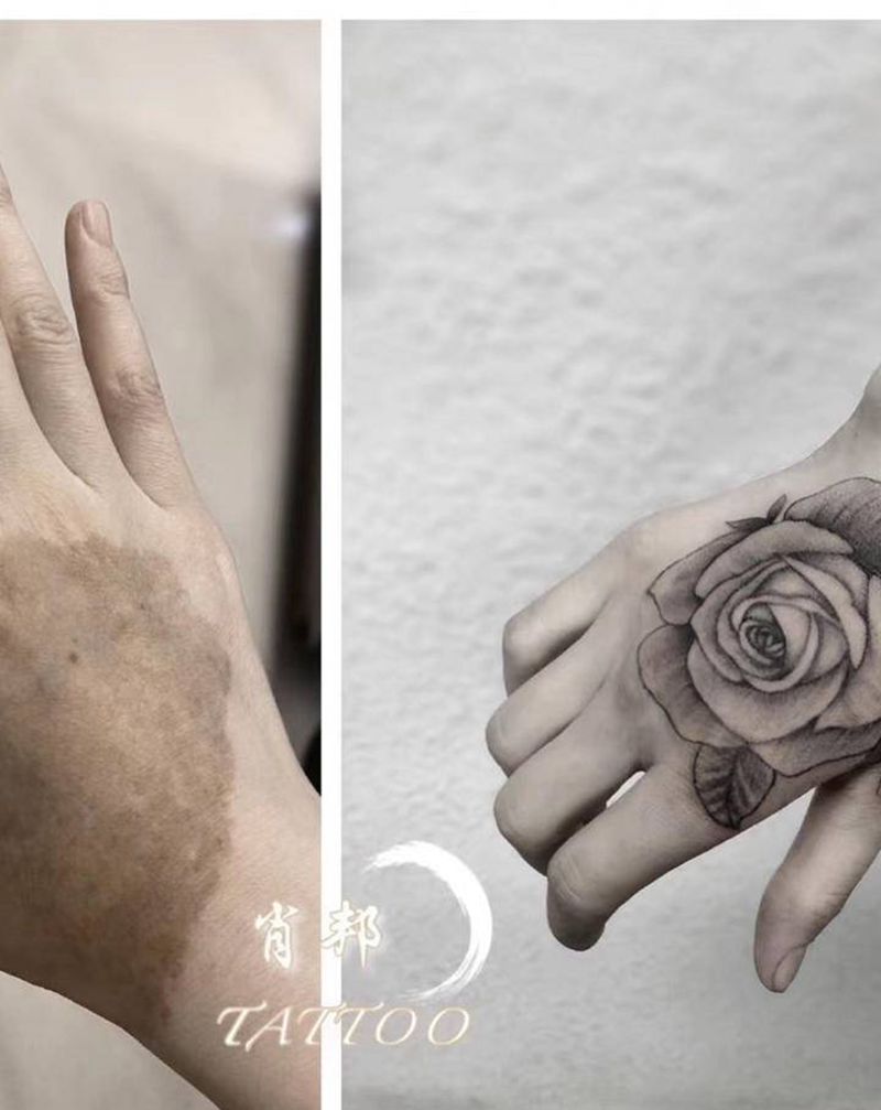 手背胎记遮盖纹身图片_手部纹身图案